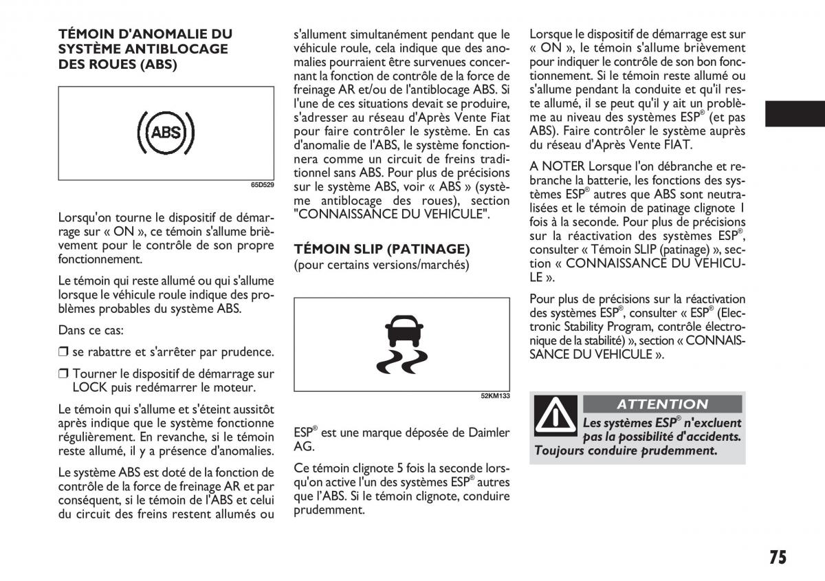 Fiat Sedici manuel du proprietaire / page 76