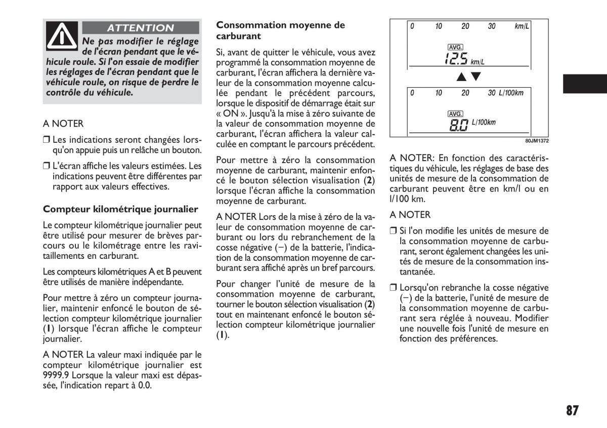 Fiat Sedici manuel du proprietaire / page 88