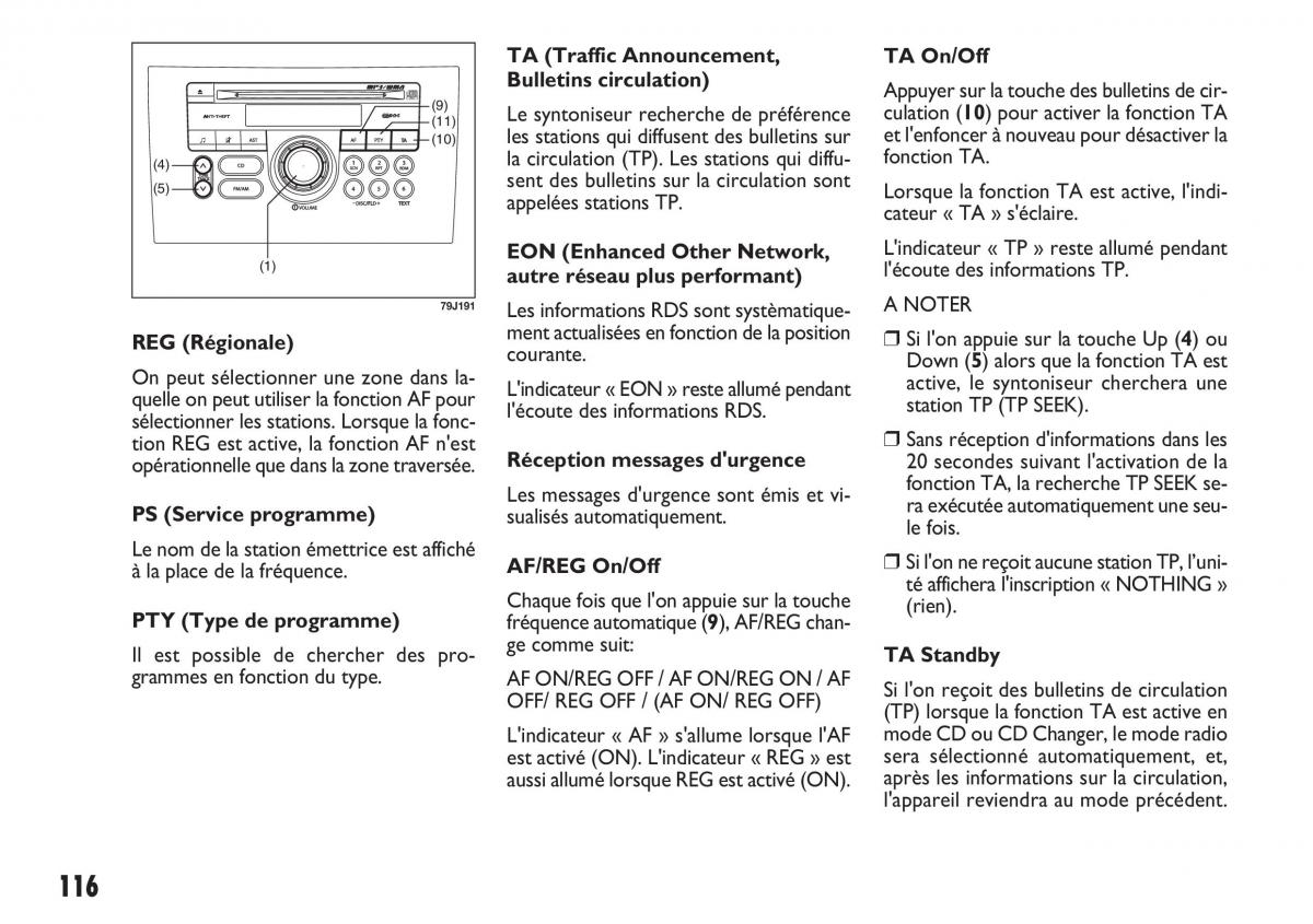 Fiat Sedici manuel du proprietaire / page 117