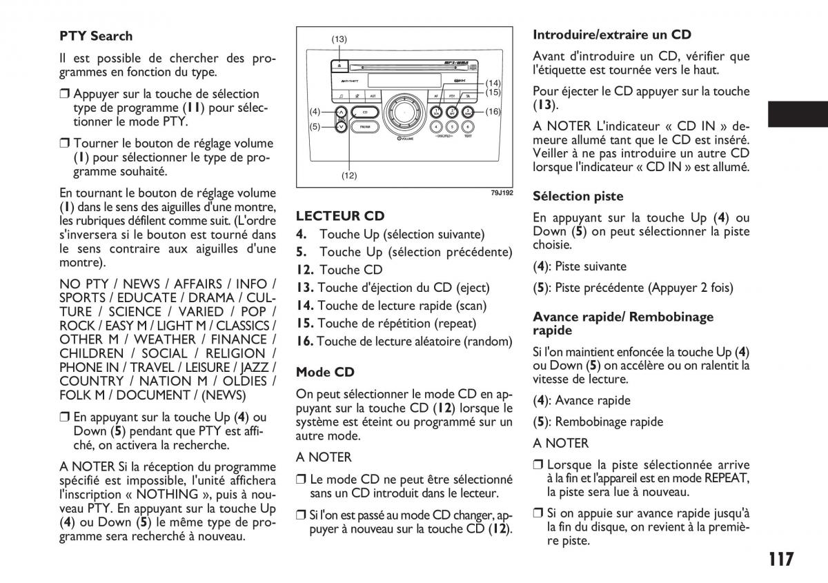 Fiat Sedici manuel du proprietaire / page 118