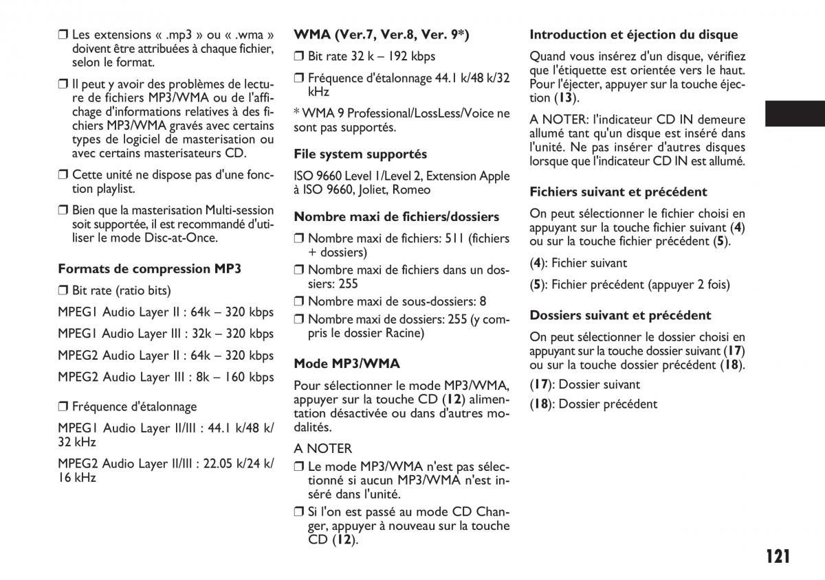 Fiat Sedici manuel du proprietaire / page 122