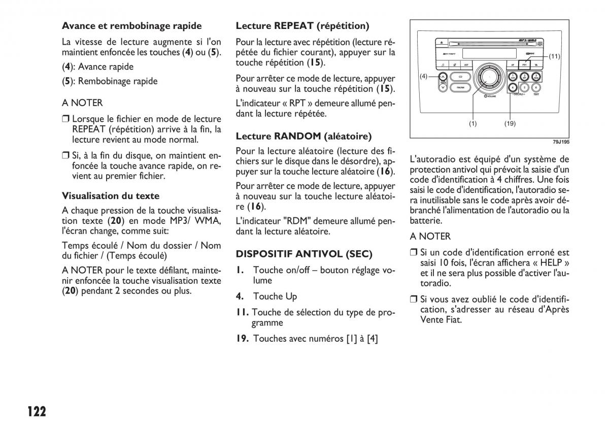 Fiat Sedici manuel du proprietaire / page 123