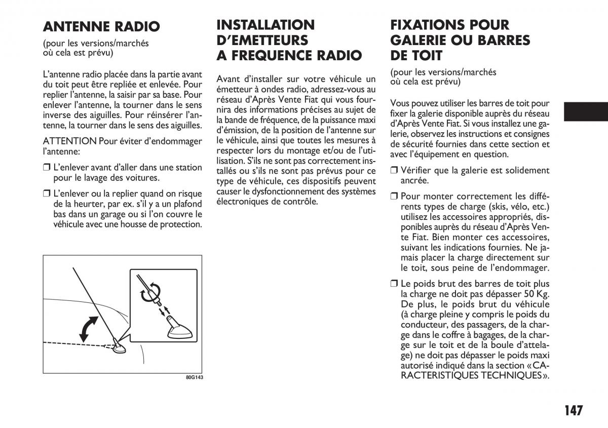 Fiat Sedici manuel du proprietaire / page 148