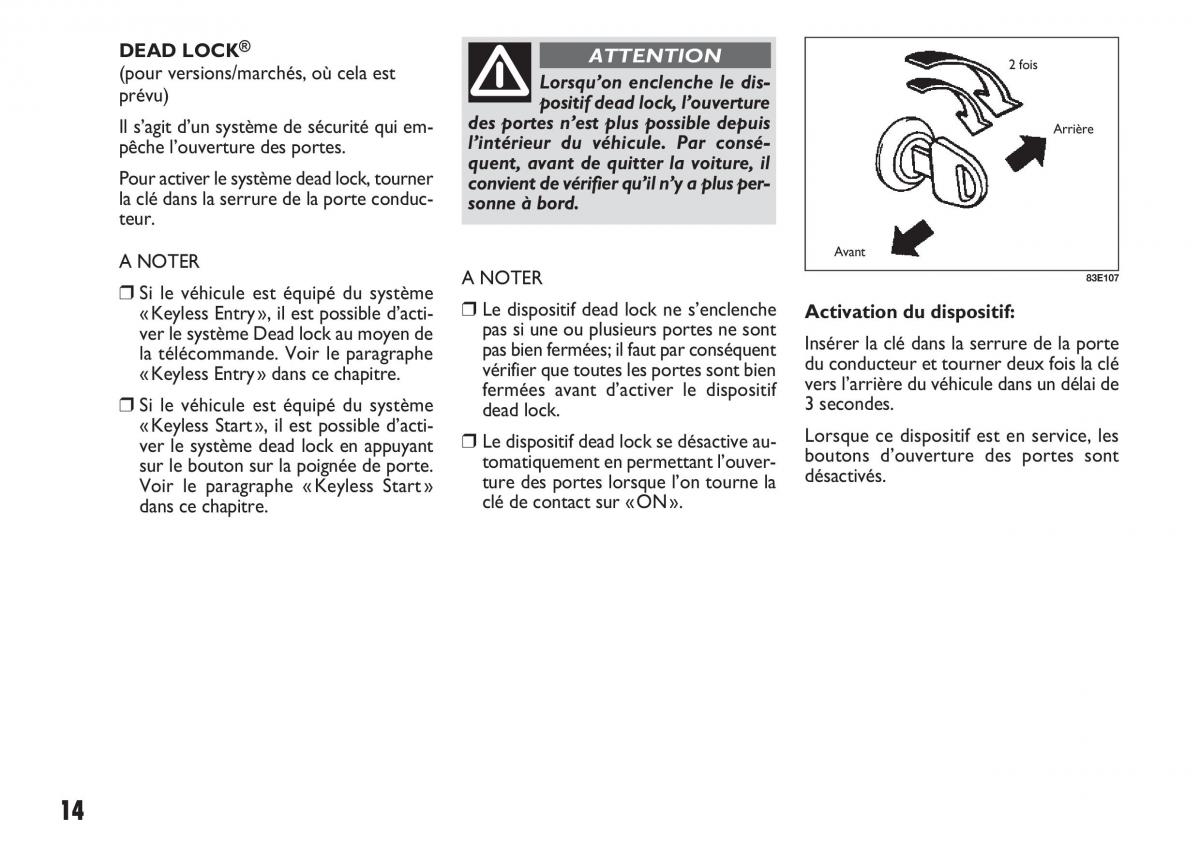 Fiat Sedici manuel du proprietaire / page 15