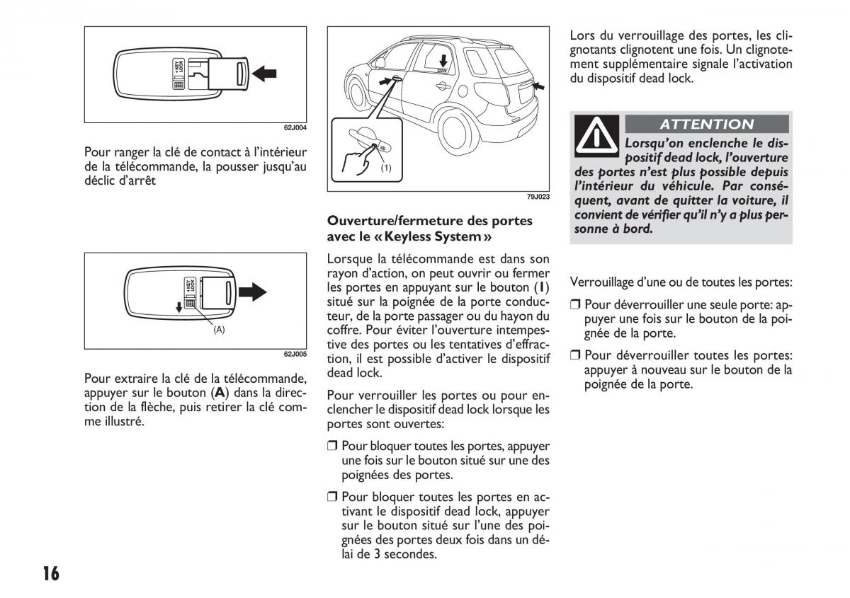 Fiat Sedici manuel du proprietaire / page 17