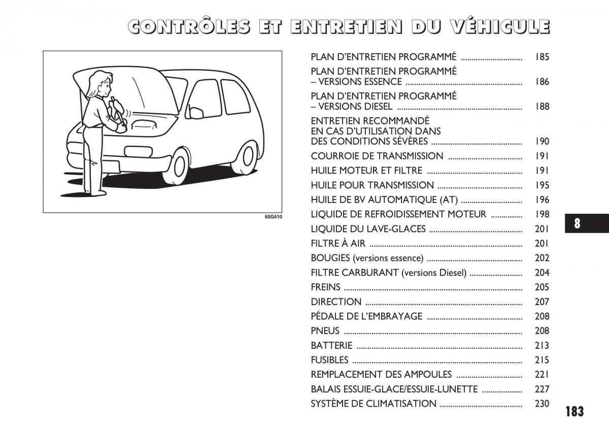 Fiat Sedici manuel du proprietaire / page 184