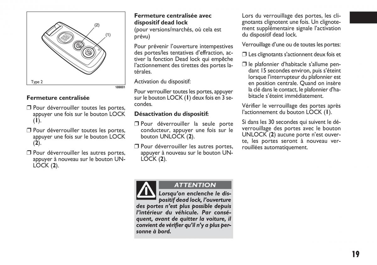 Fiat Sedici manuel du proprietaire / page 20