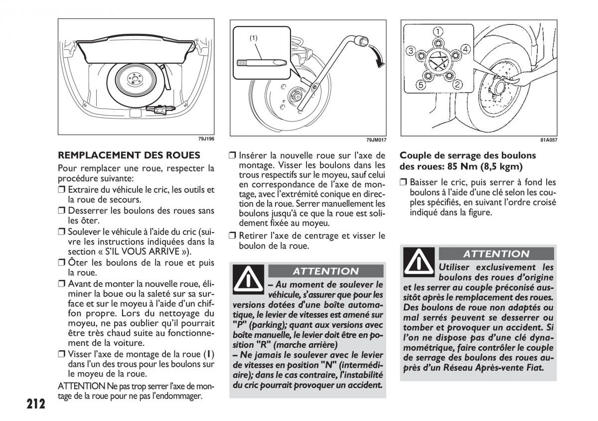 Fiat Sedici manuel du proprietaire / page 213