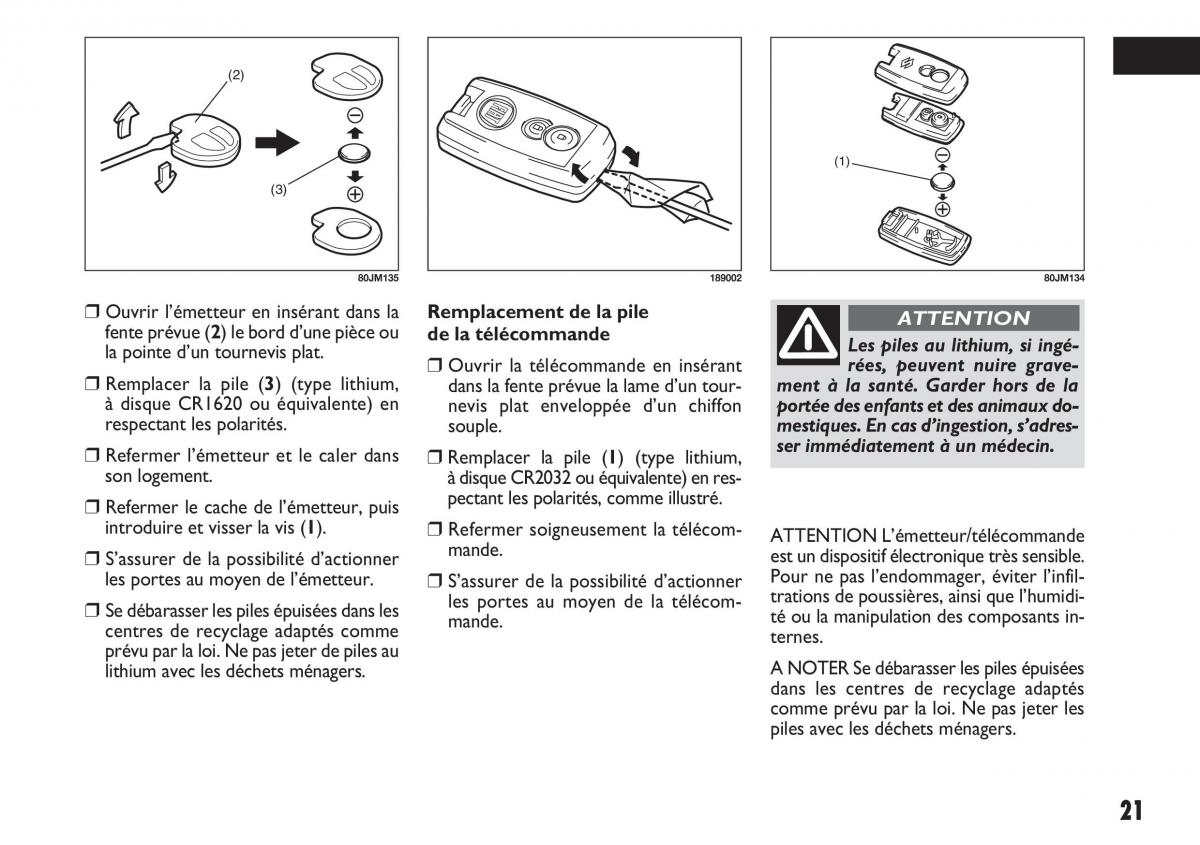 Fiat Sedici manuel du proprietaire / page 22