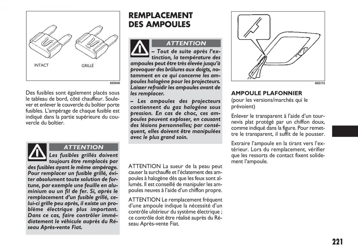 Fiat Sedici manuel du proprietaire / page 222