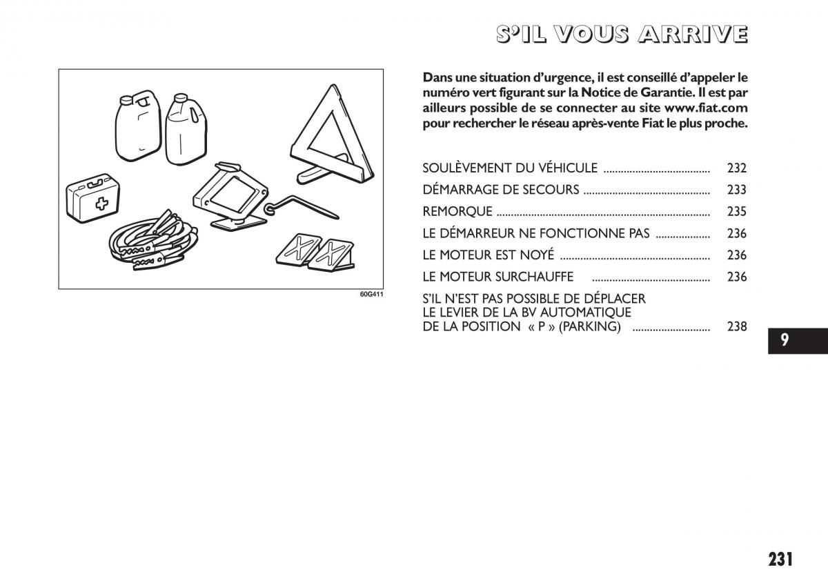 Fiat Sedici manuel du proprietaire / page 232