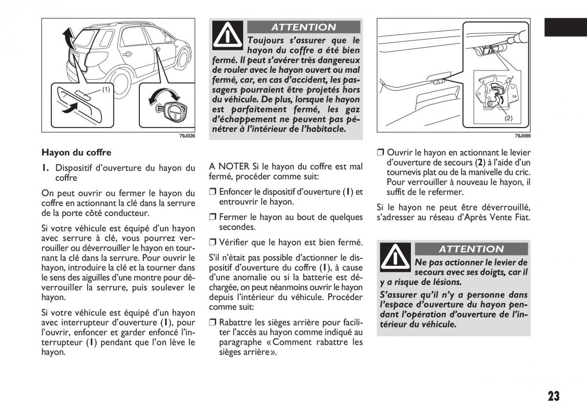 Fiat Sedici manuel du proprietaire / page 24