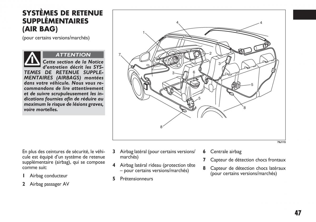 Fiat Sedici manuel du proprietaire / page 48