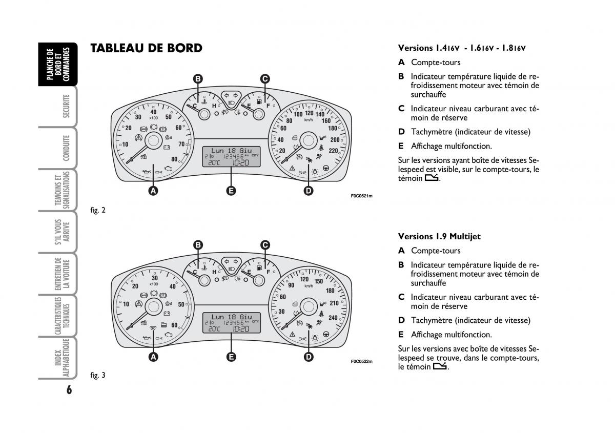 Fiat Stilo manuel du proprietaire / page 7