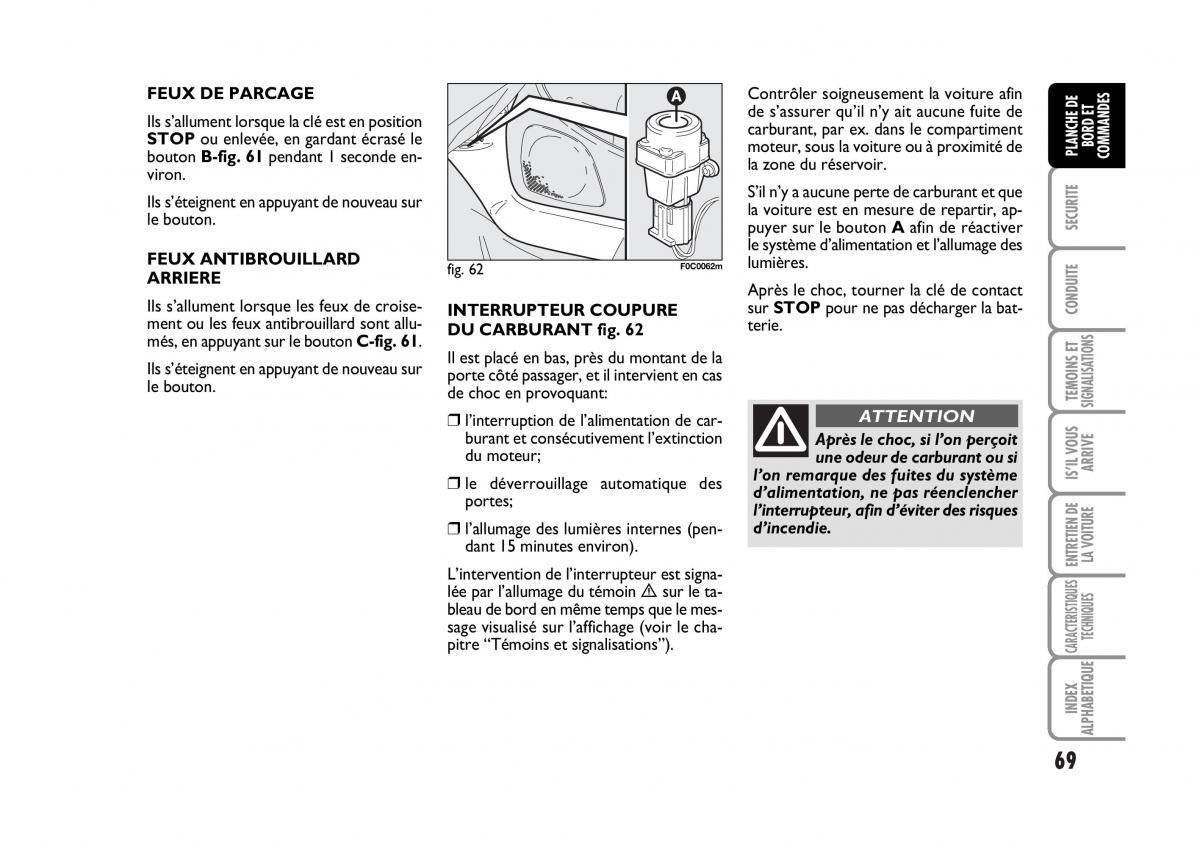 Fiat Stilo manuel du proprietaire / page 70