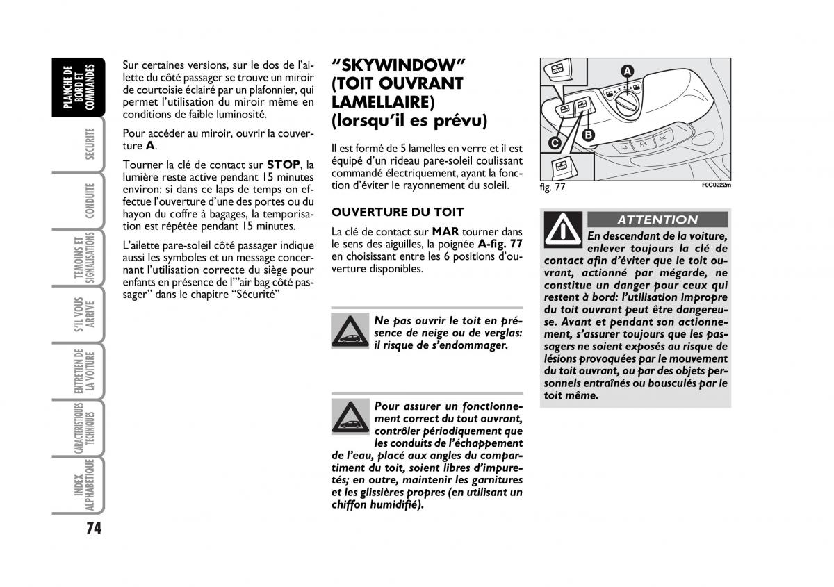 Fiat Stilo manuel du proprietaire / page 75