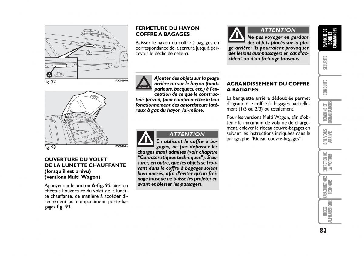 Fiat Stilo manuel du proprietaire / page 84