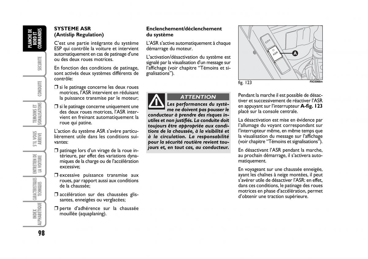 Fiat Stilo manuel du proprietaire / page 99