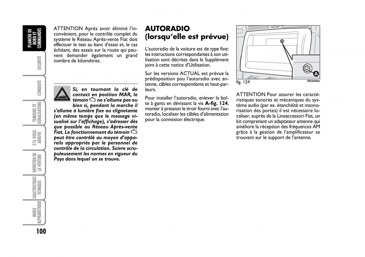 Fiat Stilo manuel du proprietaire / page 101