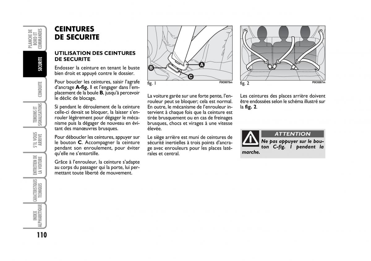 Fiat Stilo manuel du proprietaire / page 111