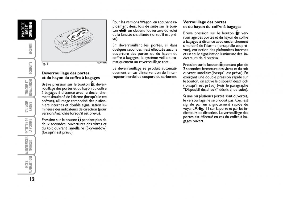 Fiat Stilo manuel du proprietaire / page 13