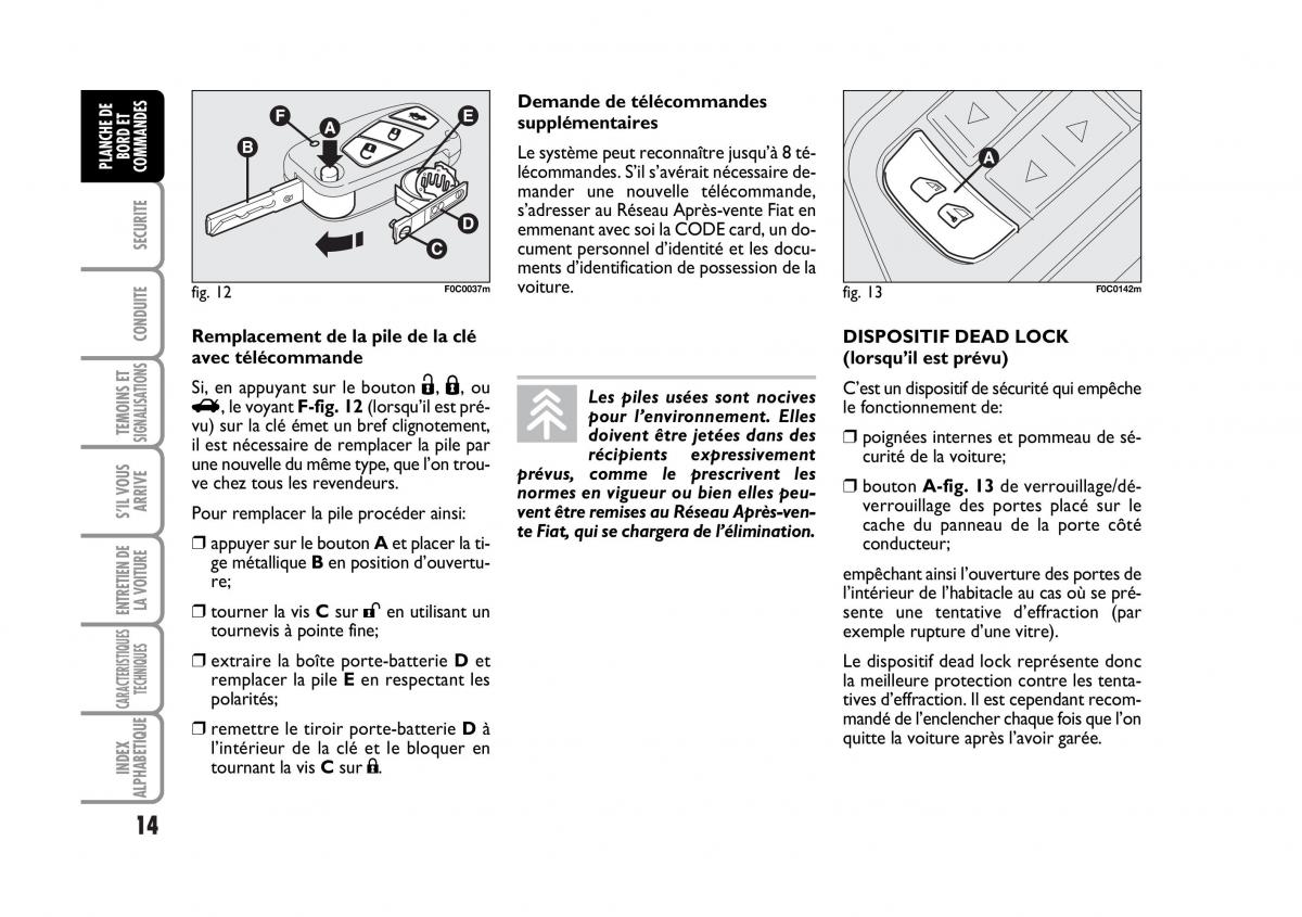 Fiat Stilo manuel du proprietaire / page 15