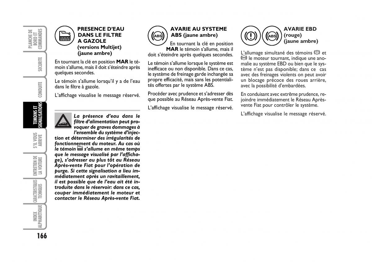 Fiat Stilo manuel du proprietaire / page 167