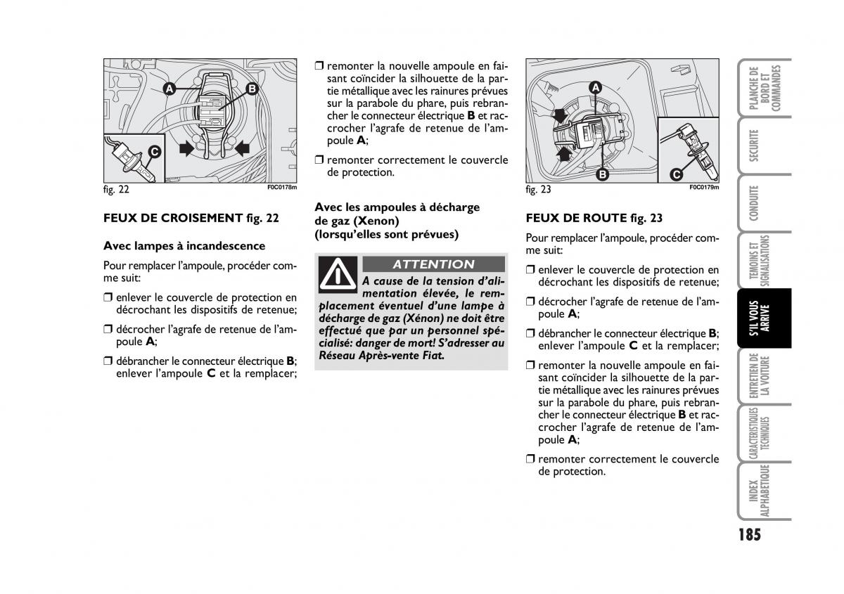 Fiat Stilo manuel du proprietaire / page 186