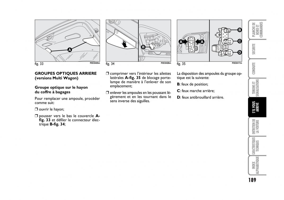 Fiat Stilo manuel du proprietaire / page 190