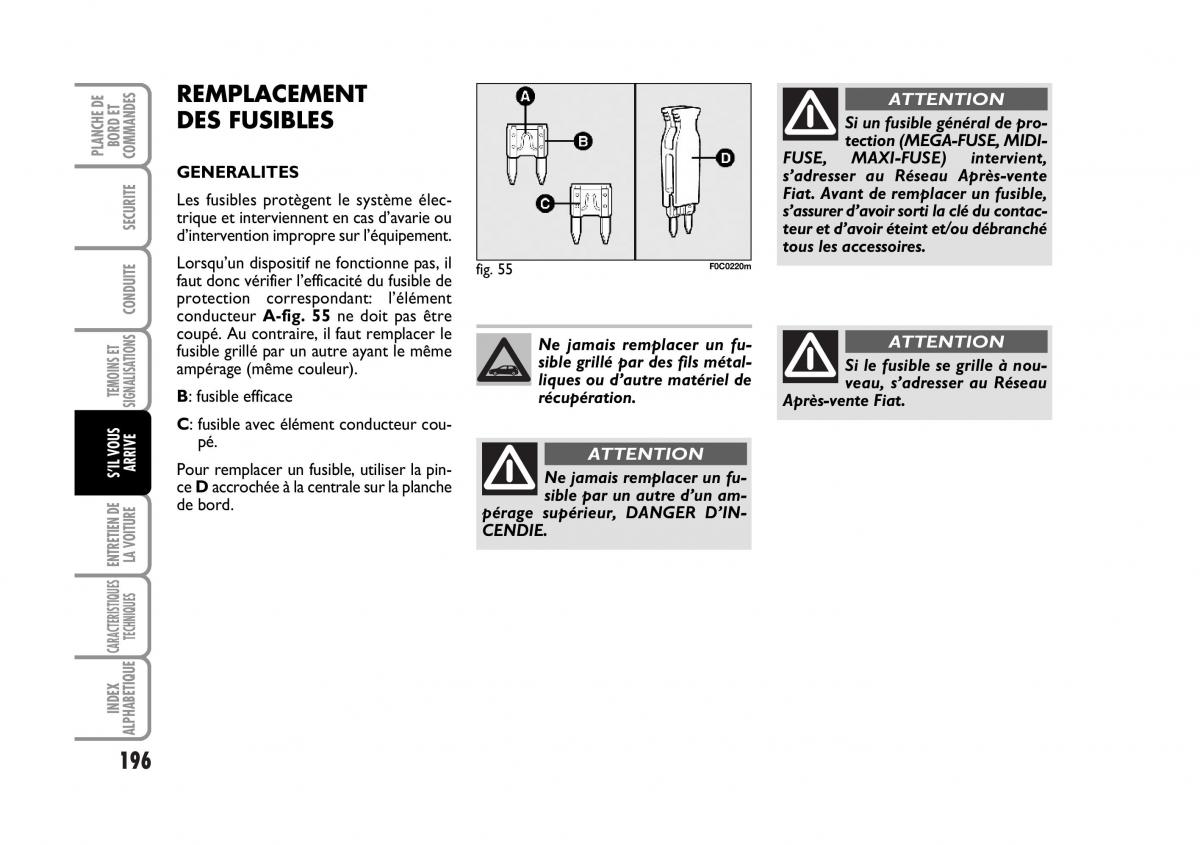 Fiat Stilo manuel du proprietaire / page 197