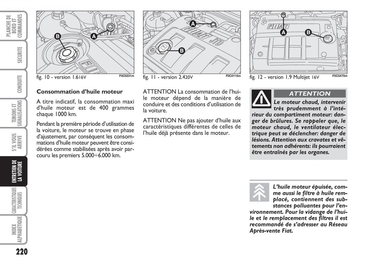 Fiat Stilo manuel du proprietaire / page 221