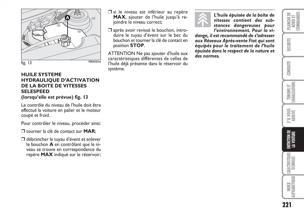 Fiat Stilo manuel du proprietaire / page 222