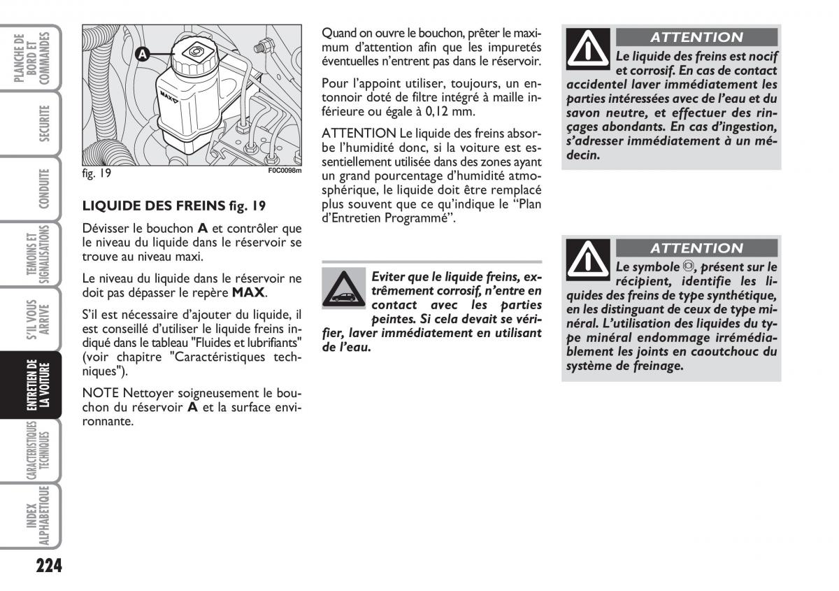 Fiat Stilo manuel du proprietaire / page 225