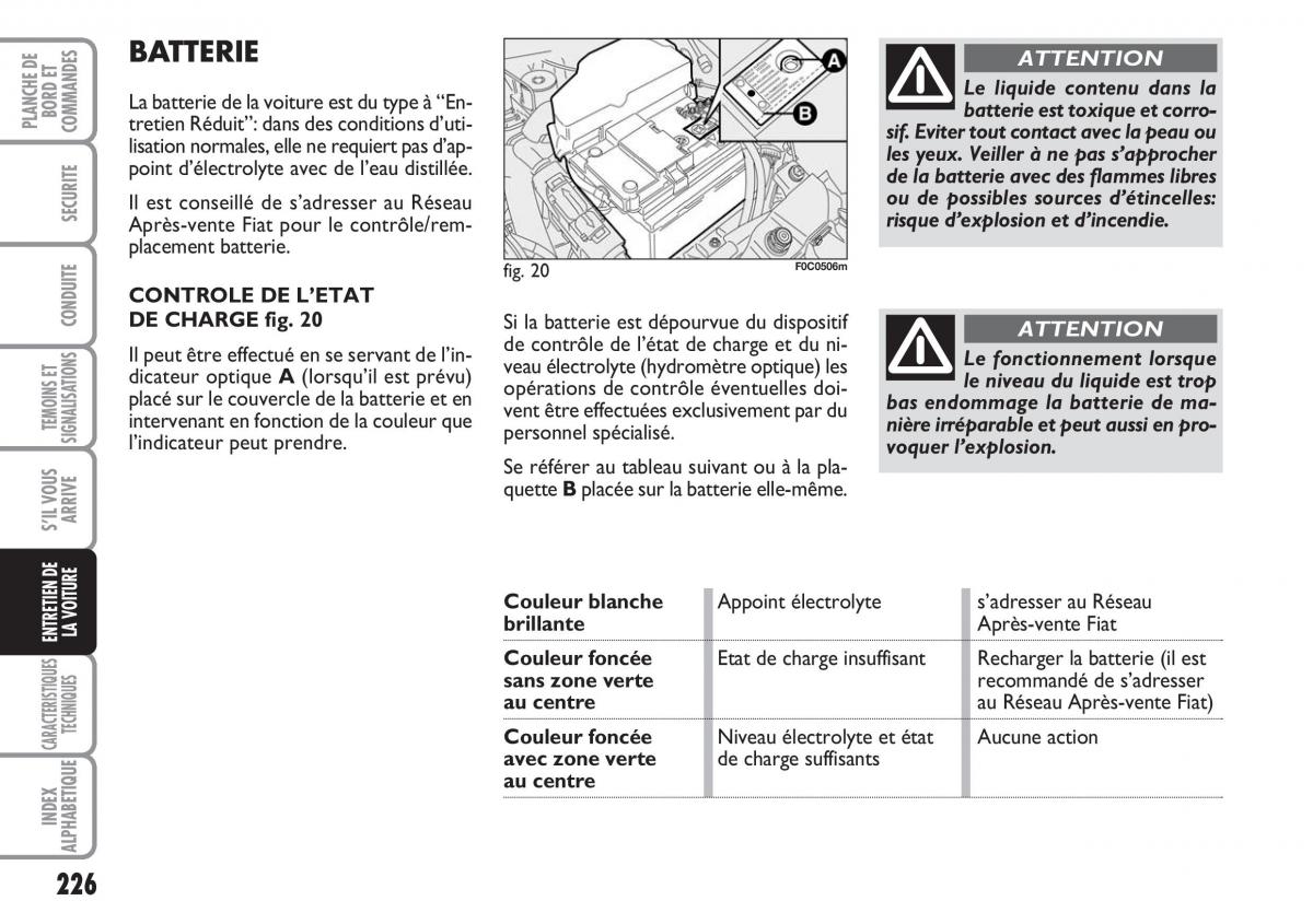 Fiat Stilo manuel du proprietaire / page 227