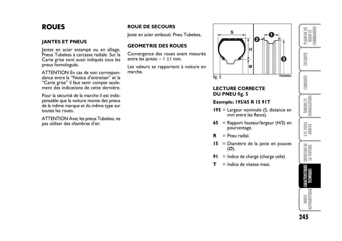 Fiat Stilo manuel du proprietaire / page 246