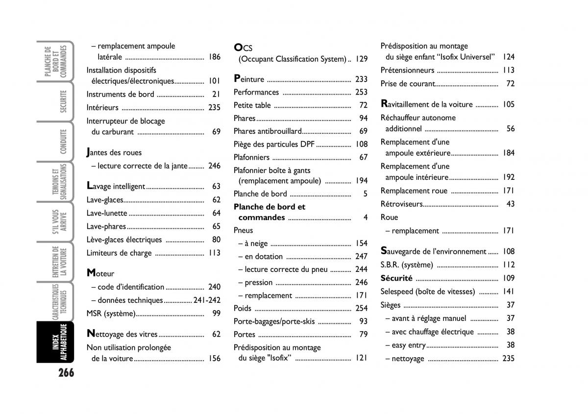 Fiat Stilo manuel du proprietaire / page 267