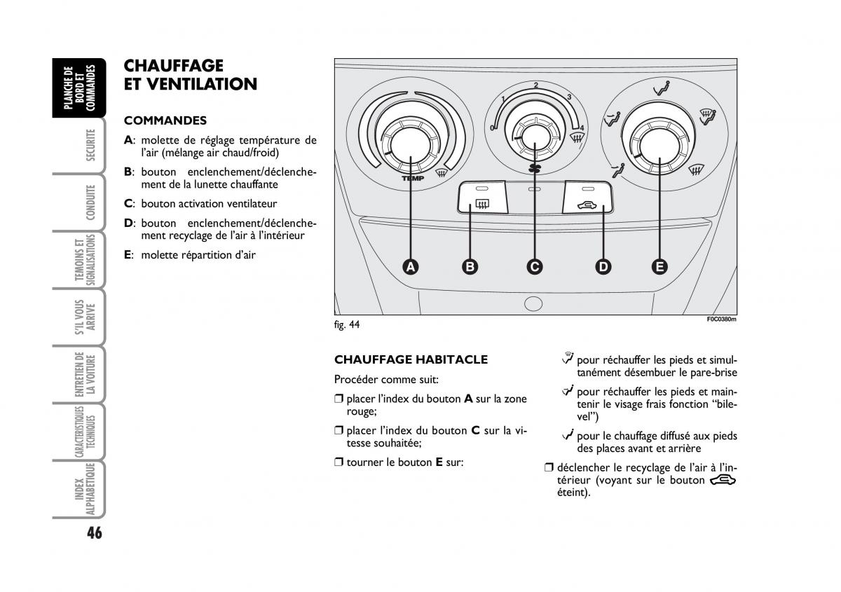 Fiat Stilo manuel du proprietaire / page 47