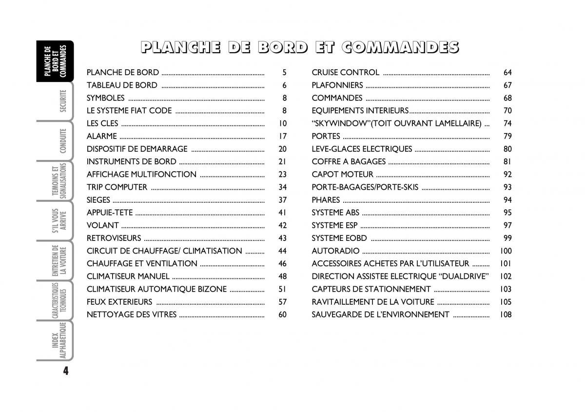 Fiat Stilo manuel du proprietaire / page 5