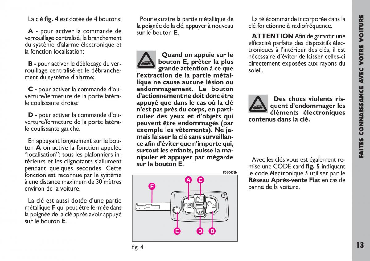 Fiat Ulysse manuel du proprietaire / page 14