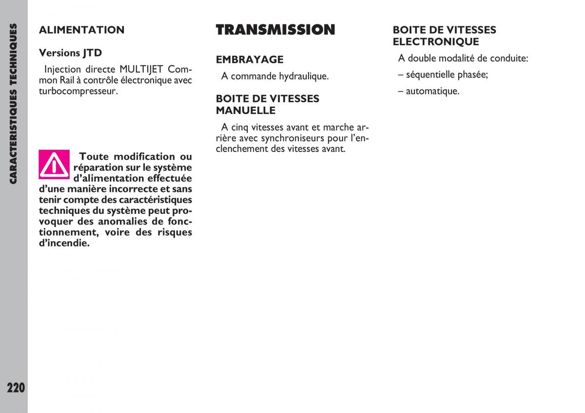 Fiat Ulysse manuel du proprietaire / page 221