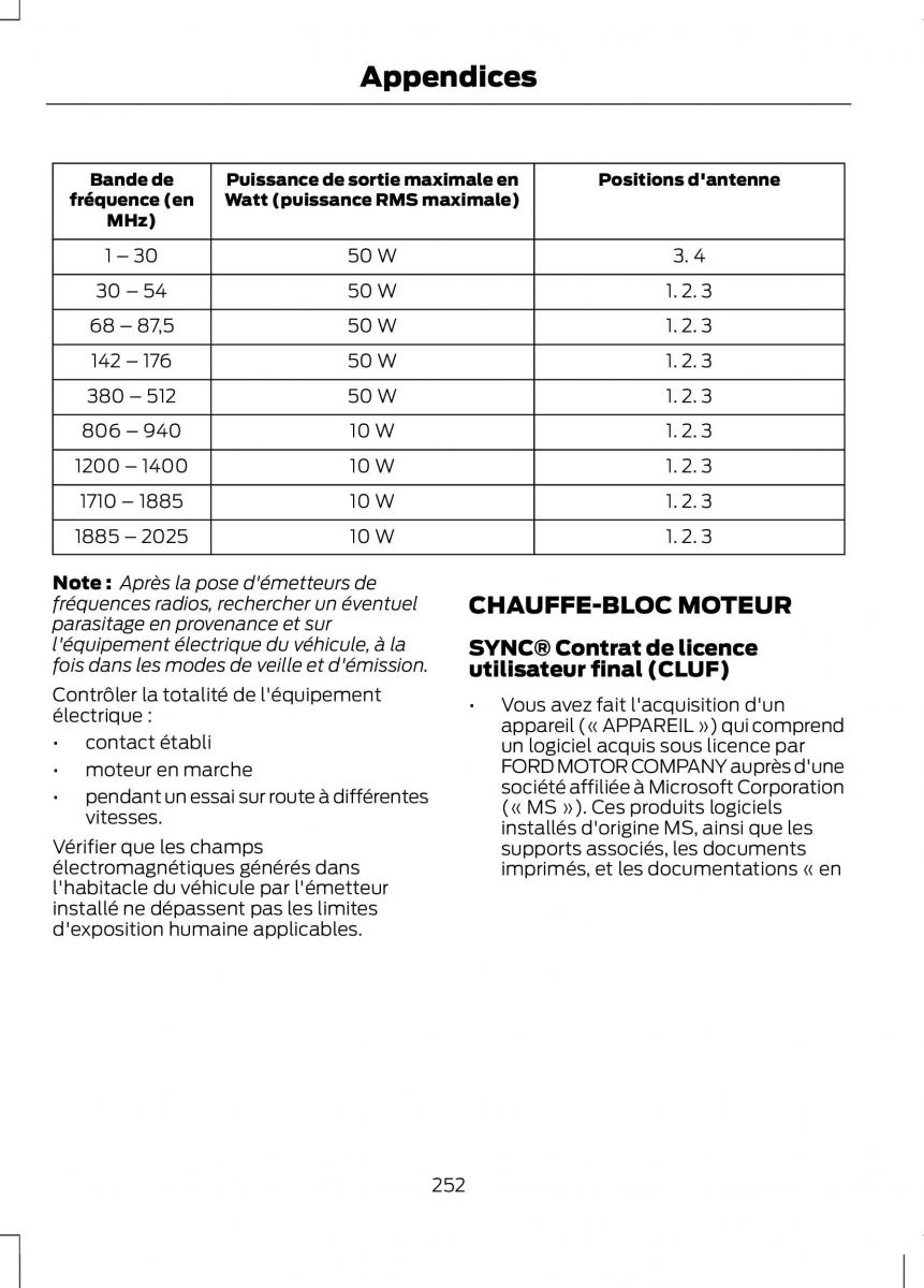 Ford B Max manuel du proprietaire / page 254