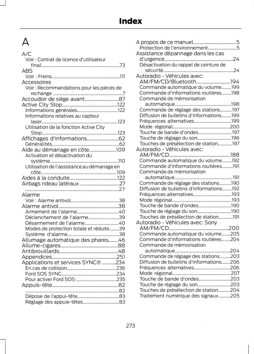 Ford B Max manuel du proprietaire / page 275