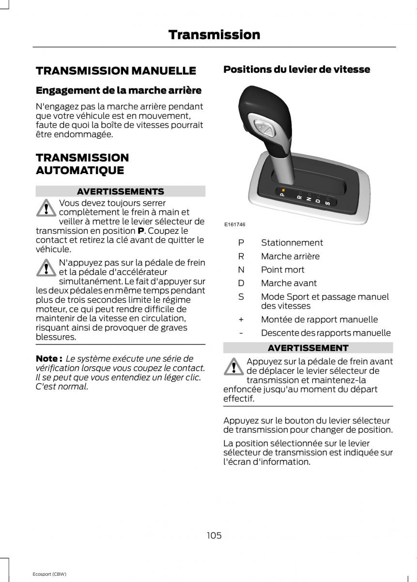 Ford Eco Sport II 2 manuel du proprietaire / page 107