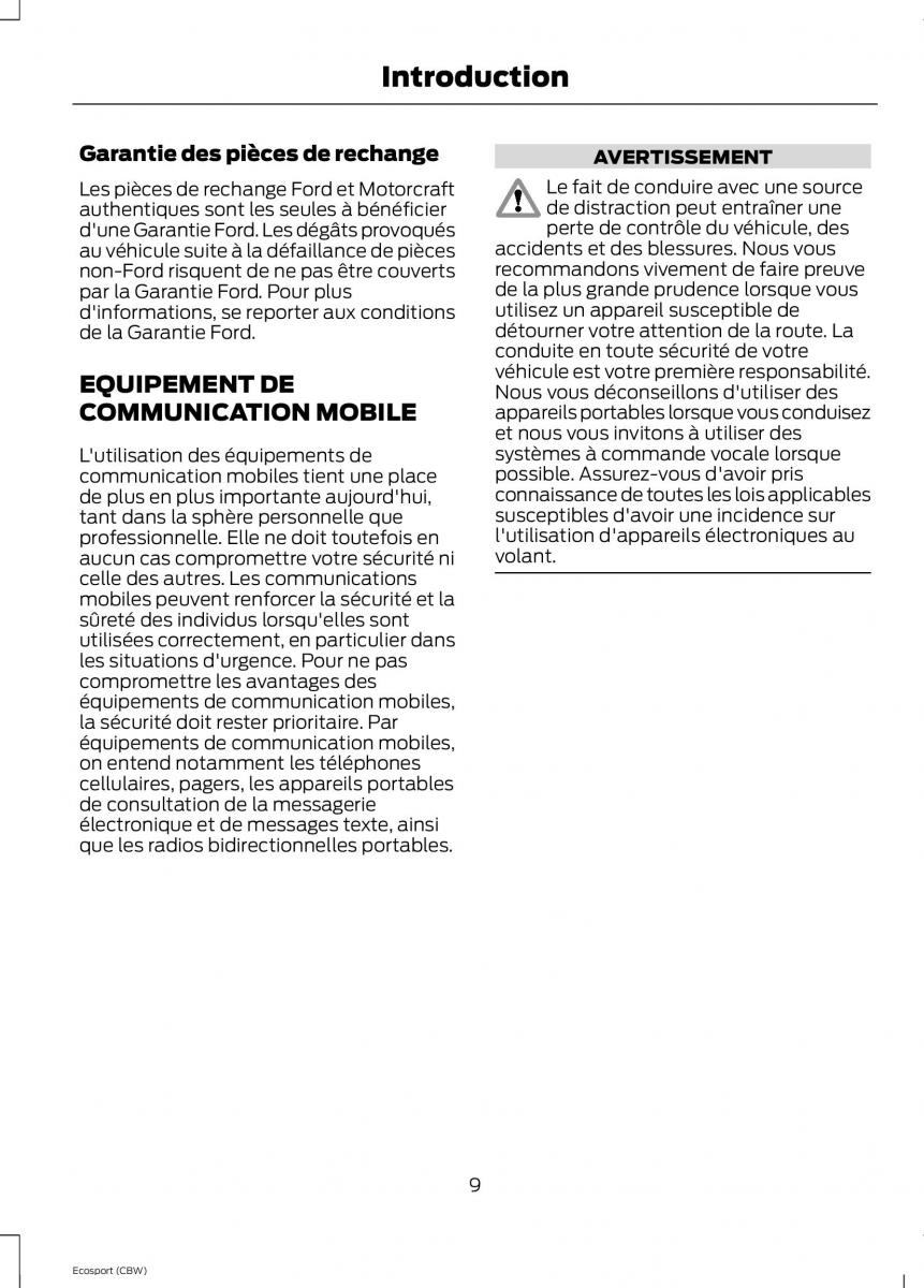 Ford Eco Sport II 2 manuel du proprietaire / page 11