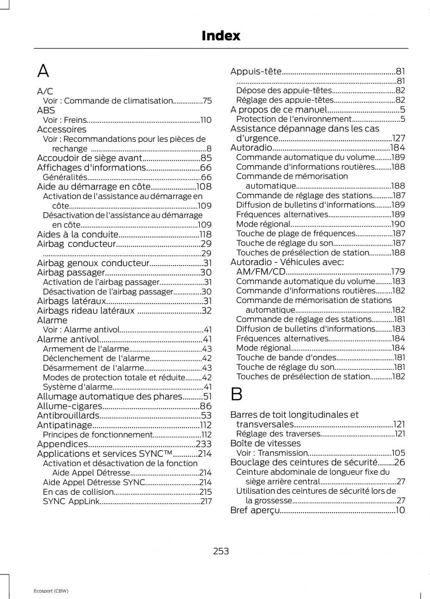 Ford Eco Sport II 2 manuel du proprietaire / page 255