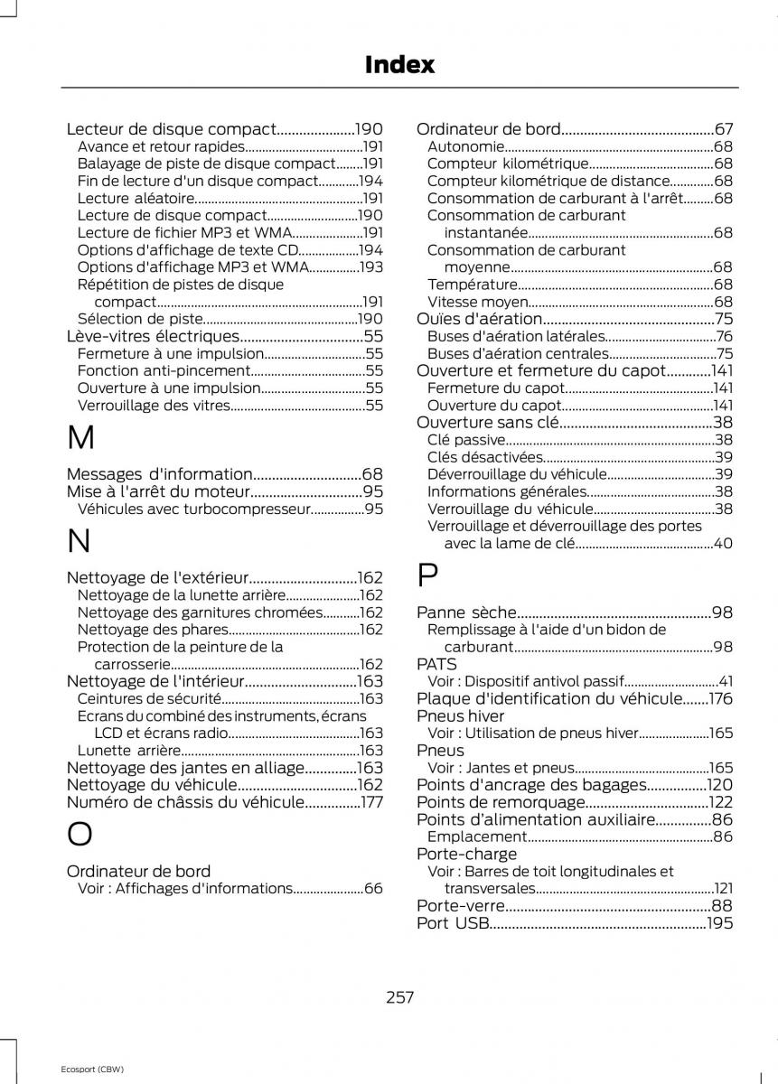 Ford Eco Sport II 2 manuel du proprietaire / page 259