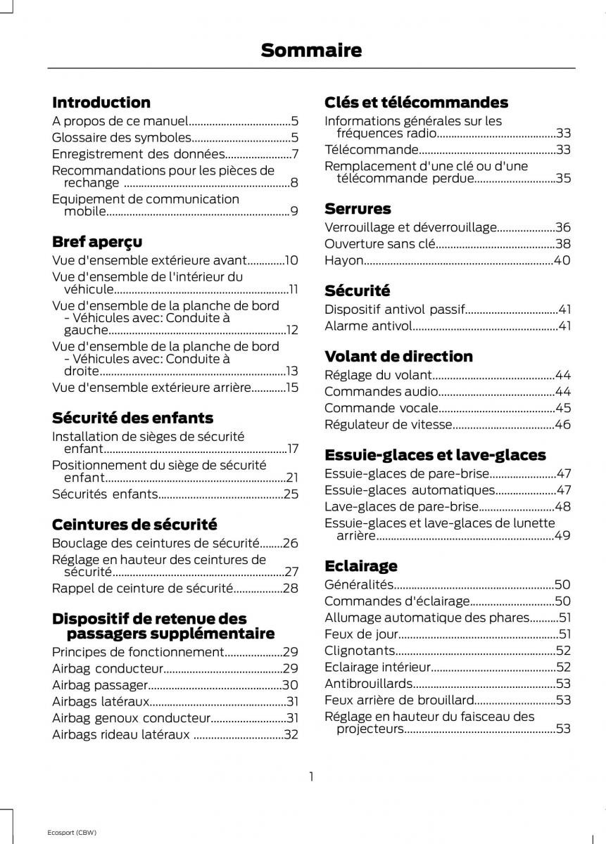 Ford Eco Sport II 2 manuel du proprietaire / page 3