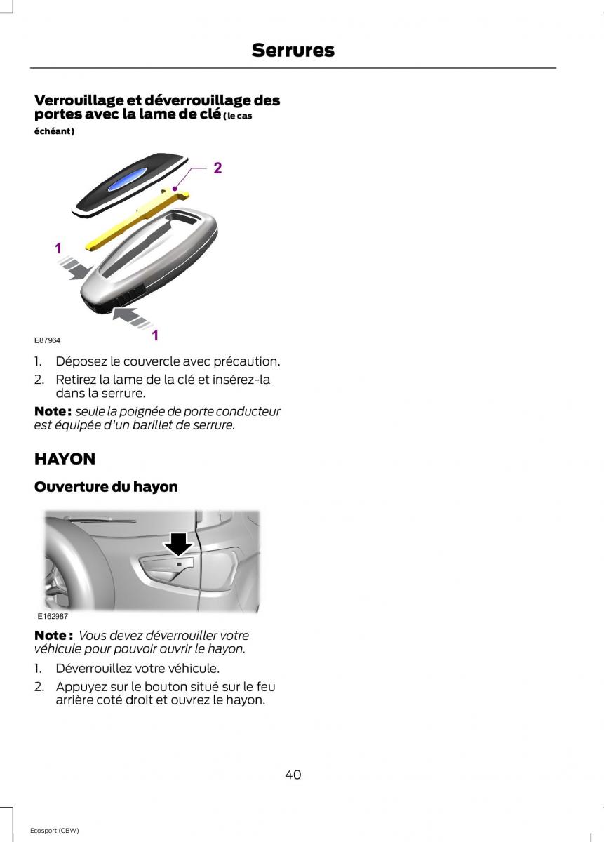 Ford Eco Sport II 2 manuel du proprietaire / page 42