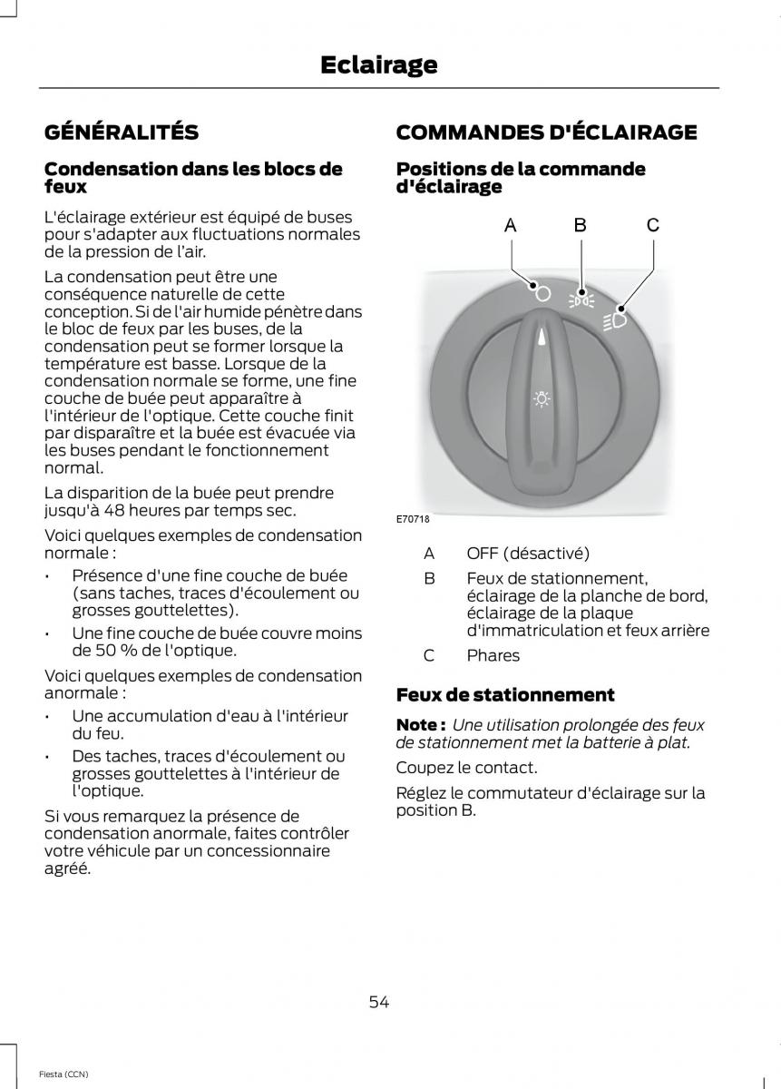 Ford Fiesta VII MK7 manuel du proprietaire / page 56