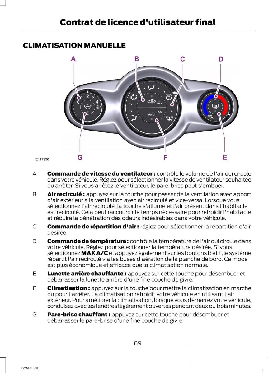 Ford Fiesta VII MK7 manuel du proprietaire / page 91